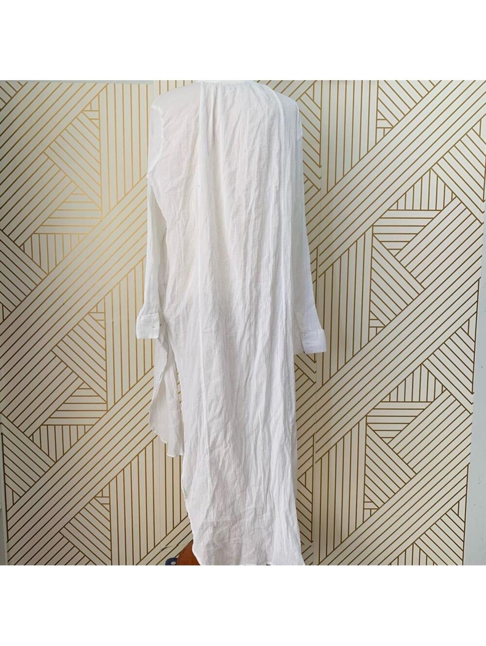 Anthropologie Holding Horses cotton gauze Long line Tunic Duster cardigan White - Picture 8 of 9